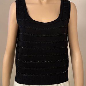 ST. JOHN EVENING Sleeveless Top, Black, Crystal Embellishment, Size 10 (NWOT)